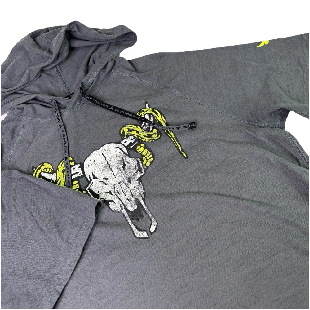 Under‎ Armour Mens Medium Project Rock Short Sleeve Hoodie Blood Sweat Respect